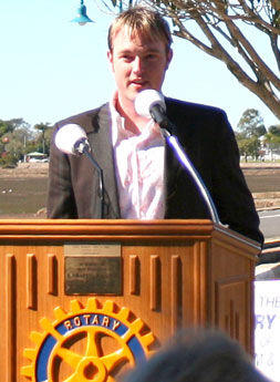 Paul Songhurst speaking at the official handover