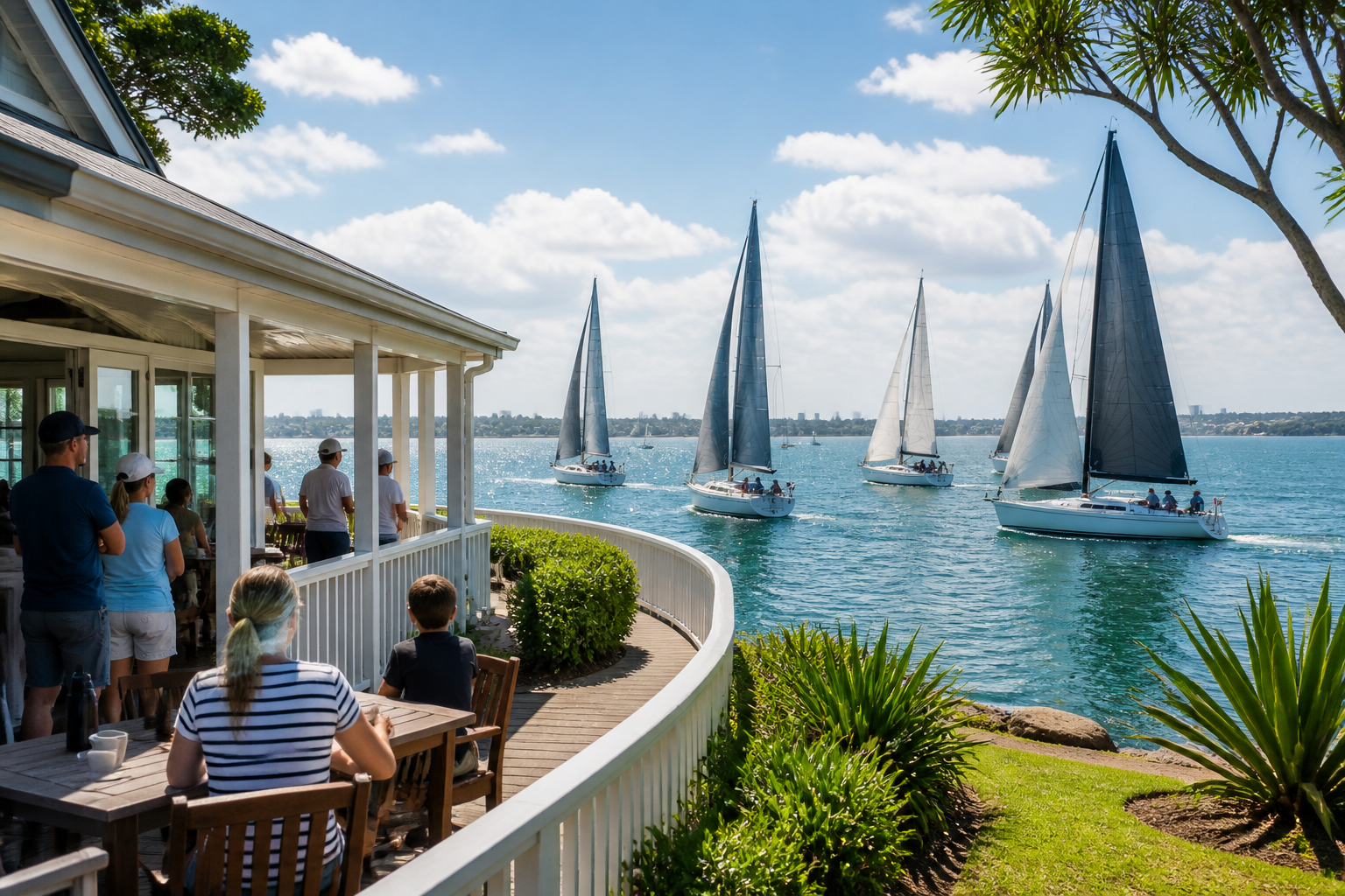 SAGS yacht racing at Wynnum Manly Yacht Club — editorial illustration